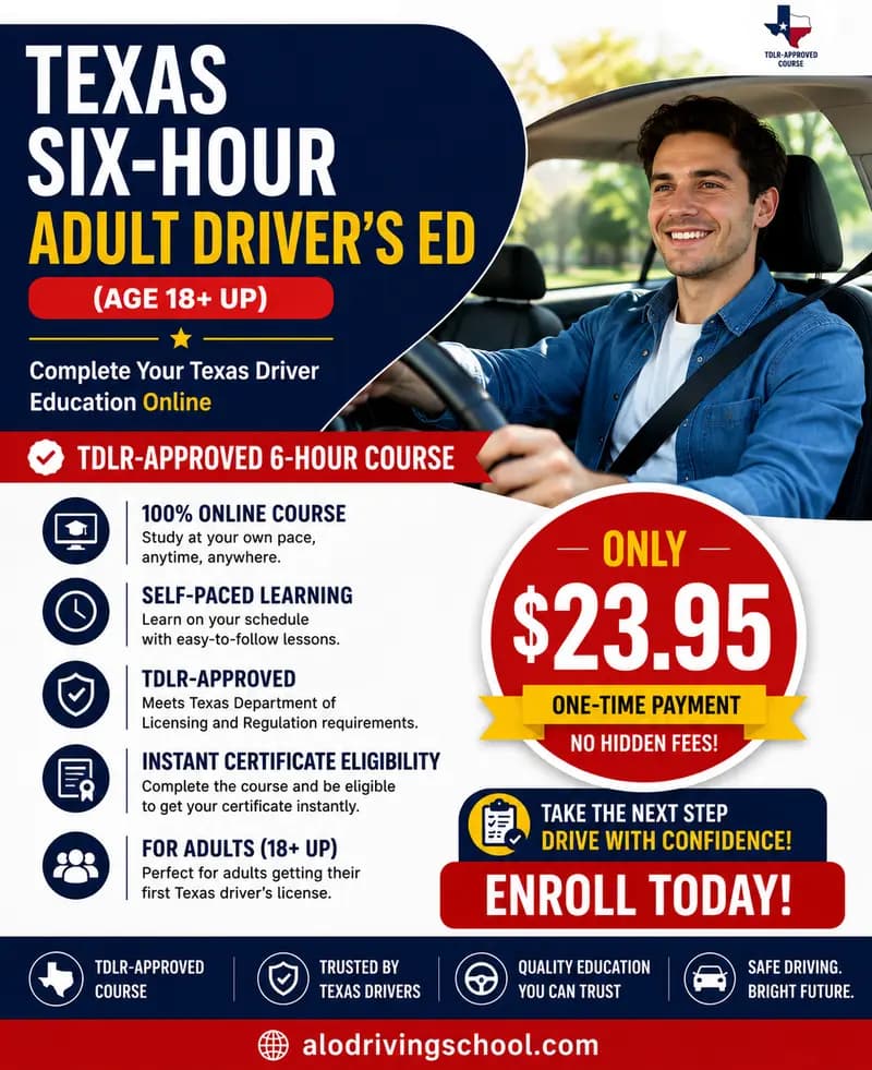 Texas six-hour adult driver's ED